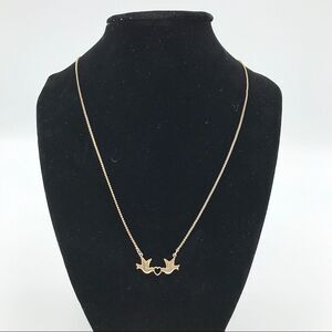 Lovebird Gold toned Necklace 19” Dainty Love Birds